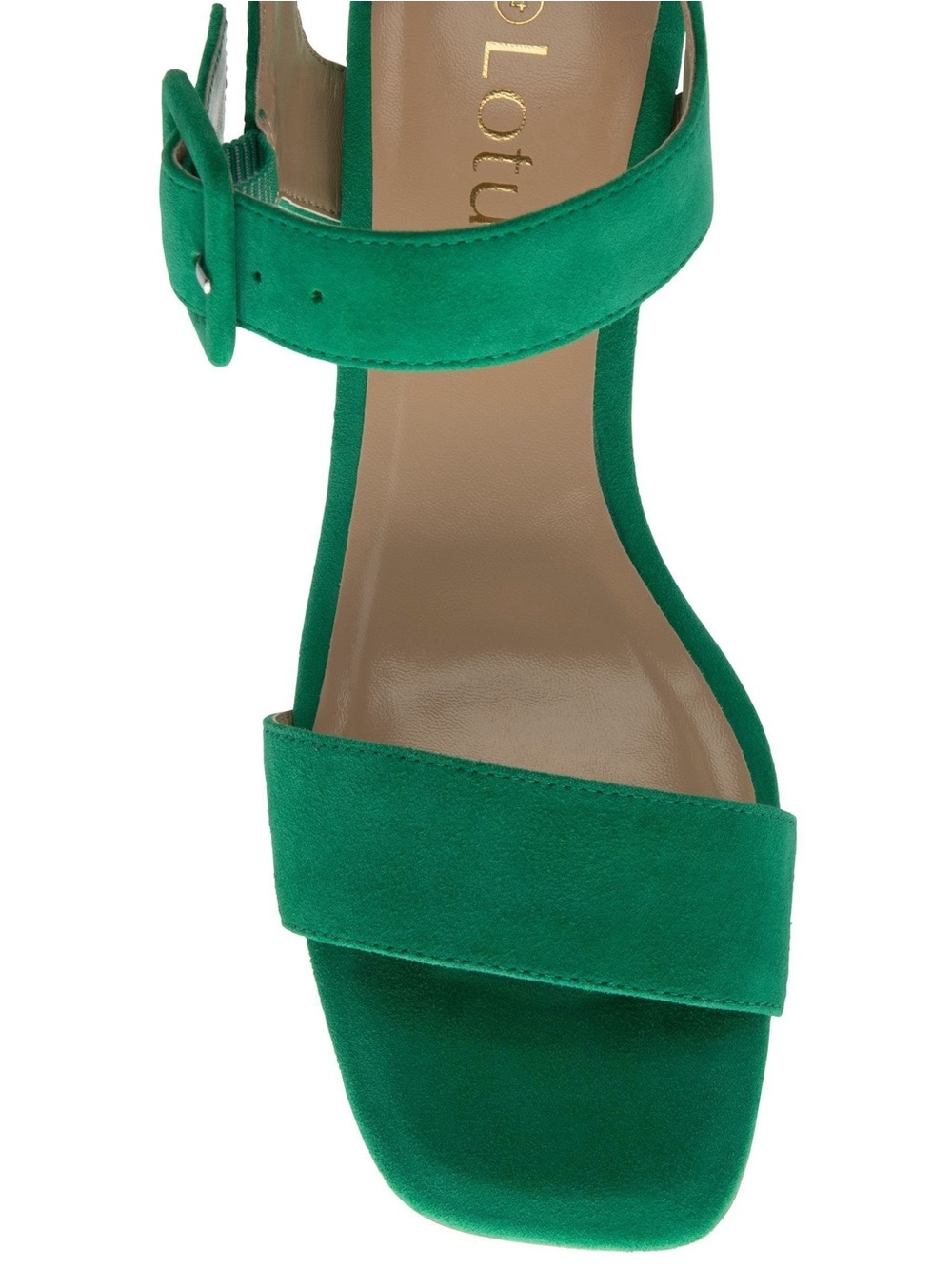 Rouge Helium Emerald Green Suede Open-Toe Heeled Sandal